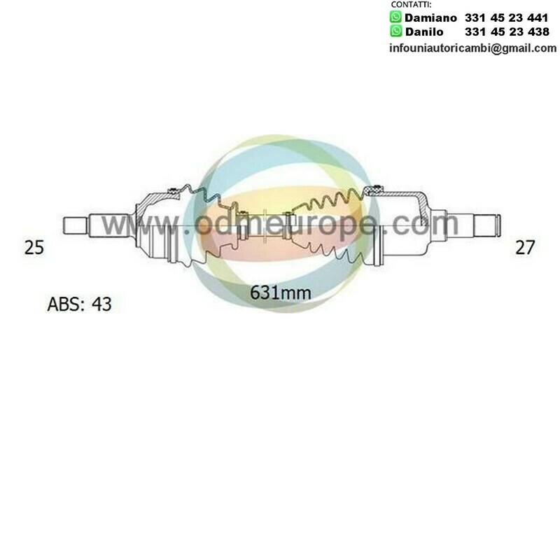 SEMIASSE/ALBERO MOTORE CAMBIO AUTOMATICO ANTERIORE SINISTRO Mitsubishi Outlander I da 2004 a 2007