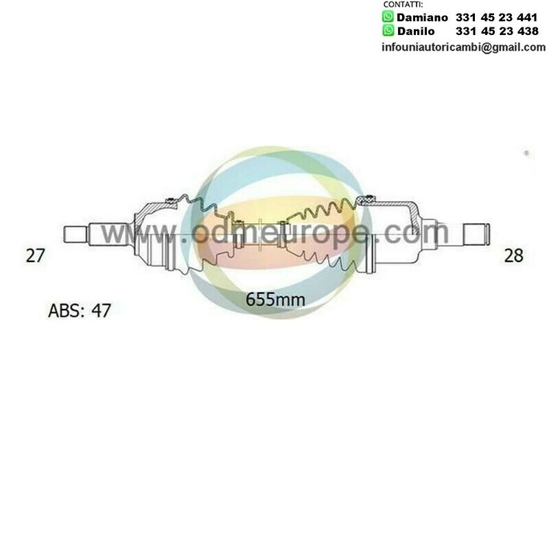 SEMIASSE/ALBERO MOTORE CAMBIO MANUALE / AUTOMATICO ANTERIORE SINISTRO Hyundai XG25 / XG30 da 1998 a 2004 / XG350 da 2002 a 2006