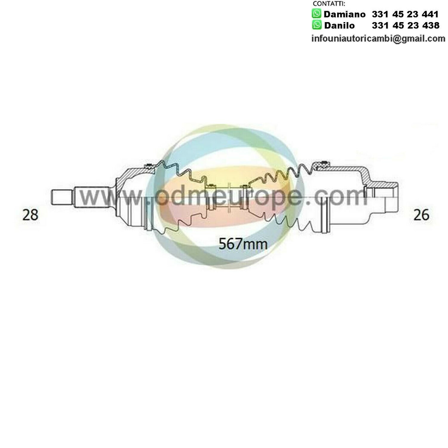 SEMIASSE/ALBERO MOTORE CAMBIO MANUALE ANTERIORE DESTRO Citroen C4 [Aircross] / C-Crosser da 2007 a 2020 / Mitsubishi Outlander II da 2006 a 2013 / Peugeot 4007  / 4008 da 2007 a 2020