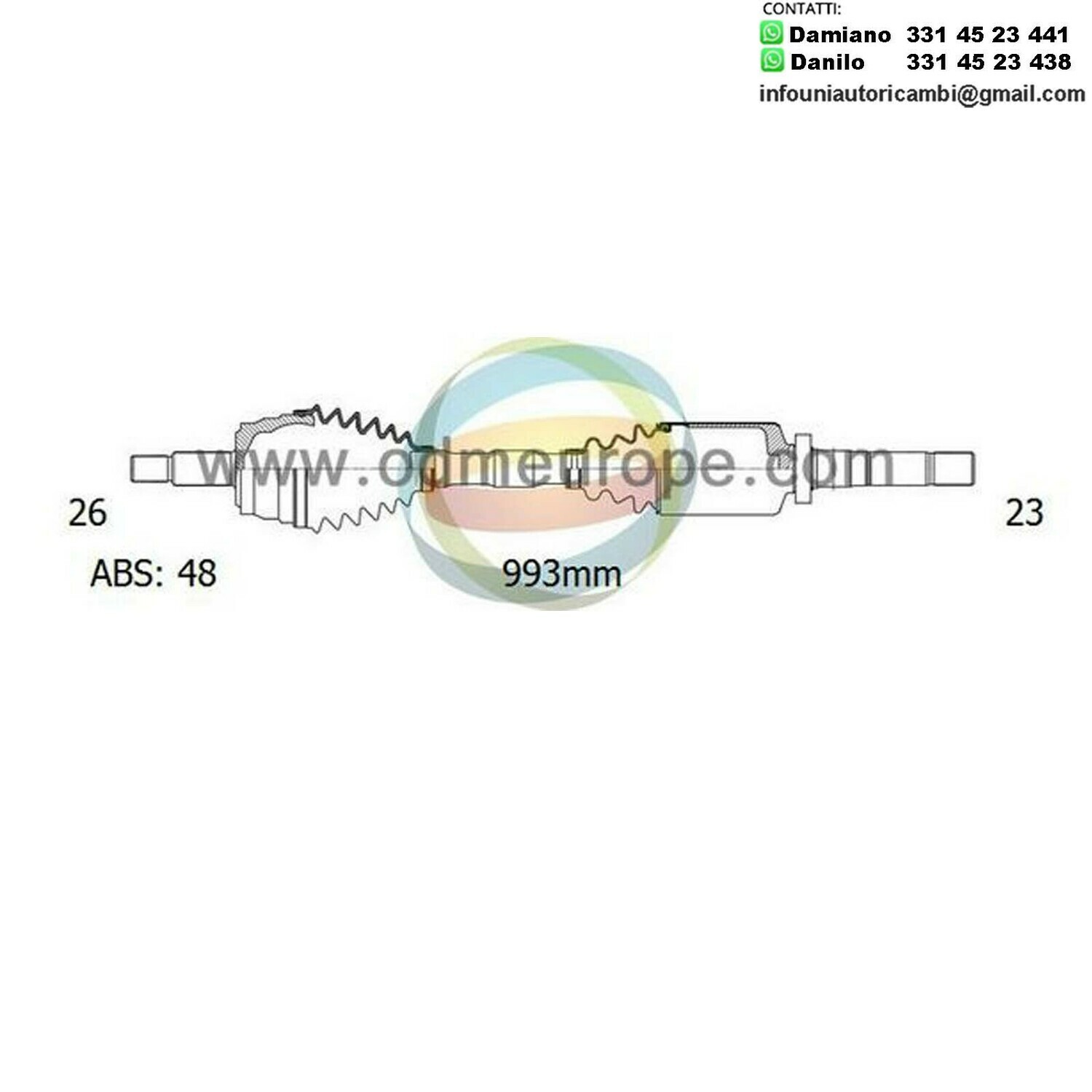 SEMIASSE/ALBERO MOTORE CAMBIO MANUALE / AUTOMATICO ANTERIORE DESTRO Toyota Rav4 II da 2000 a 2006