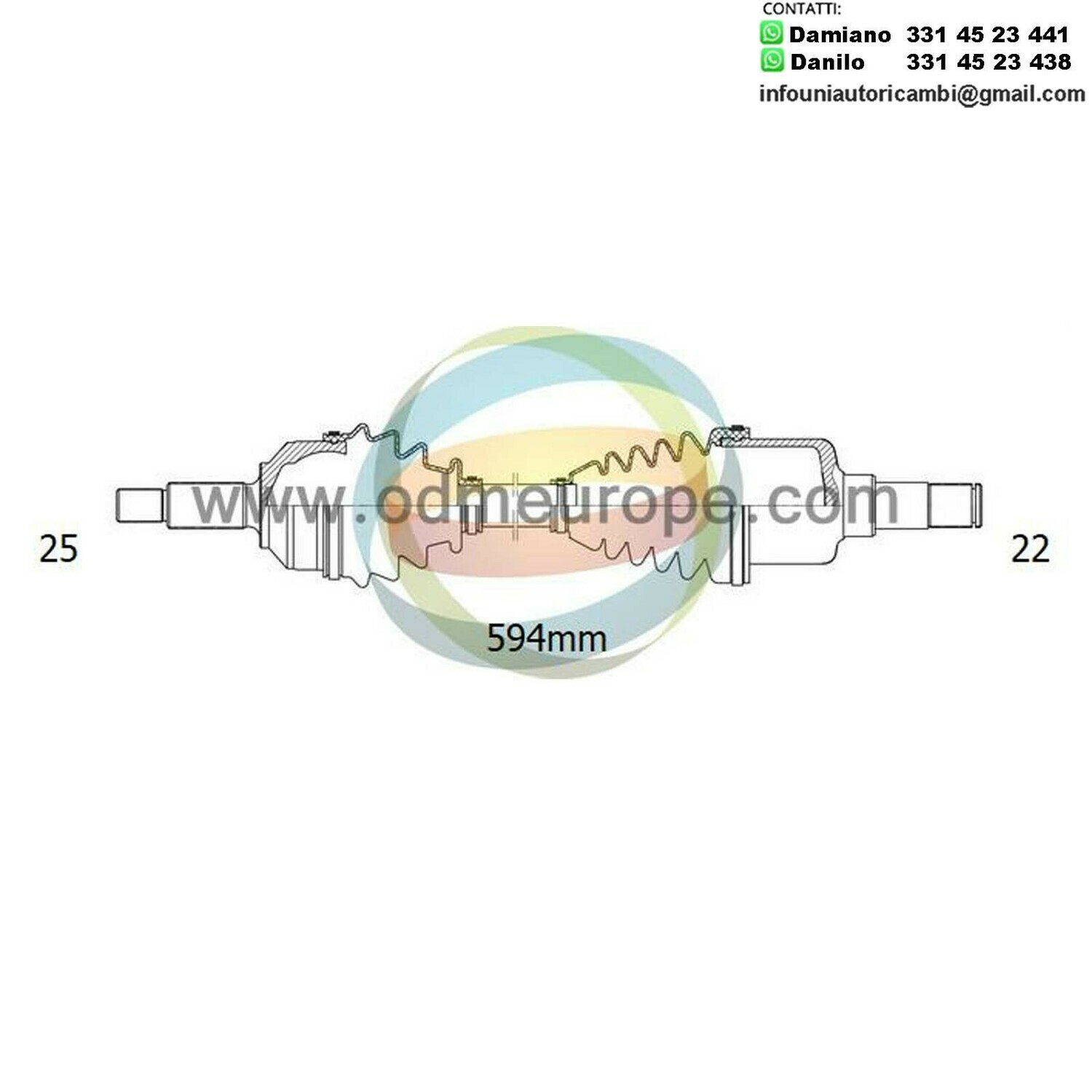 SEMIASSE/ALBERO MOTORE CAMBIO MANUALE ANTERIORE SINISTRO Citroen Berlingo da 1996 a 2012 / Xsara [Picasso] da 1997 a 2001 / Peugeot Partner [Combispace] da 1996 a 2003