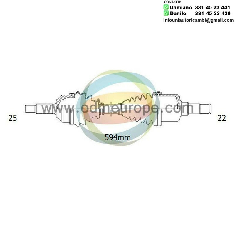 SEMIASSE/ALBERO MOTORE CAMBIO MANUALE ANTERIORE SINISTRO Citroen Berlingo da 1996 a 2012 / Xsara [Picasso] da 1997 a 2001 / Peugeot Partner [Combispace] da 1996 a 2003