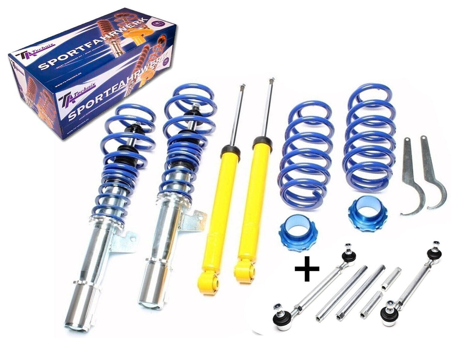 Assetto a Ghiera Regolabile + 2 Biellette Sportive regolabili per VW GOLF 5 PASSAT 3C - AUDI A3 8P - SEAT ALTEA 5P LEON 1P TOLEDO 5P -