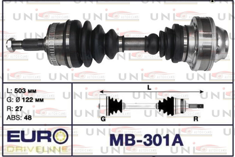 1x ALBERO MOTORE / SEMIASSE ANTERIORE DESTRO DX per: MERCEDES VITO V-Classe 200 220 CDI , MERCEDES VITO W638 dal 1999-