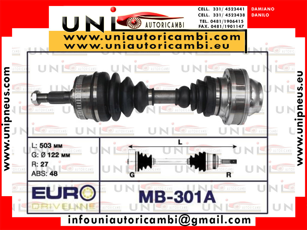 2x ALBERO MOTORE / SEMIASSE ANTERIORE BILATERALE SINISTRO o DESTRO per: MERCEDES VITO V-Classe 200 220 CDI , MERCEDES VITO W638 dal 1999-