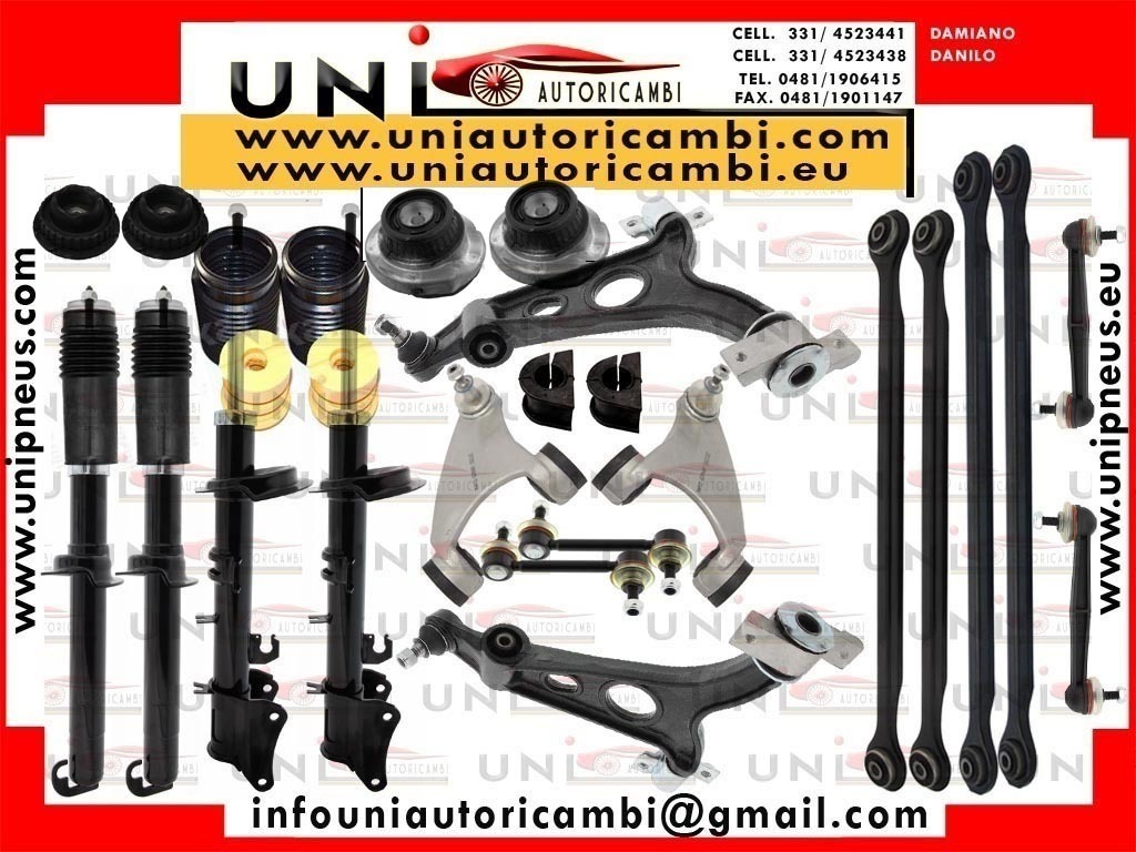 8x Bracci anteriori +6 x Bracci posteriori RINFORZATI + 4 Ammortizzatori MAPCO + 4 Supporti + 4 Parapolvere + 4 Paracolpi per ALFA 147 156 GT 1.9jtd