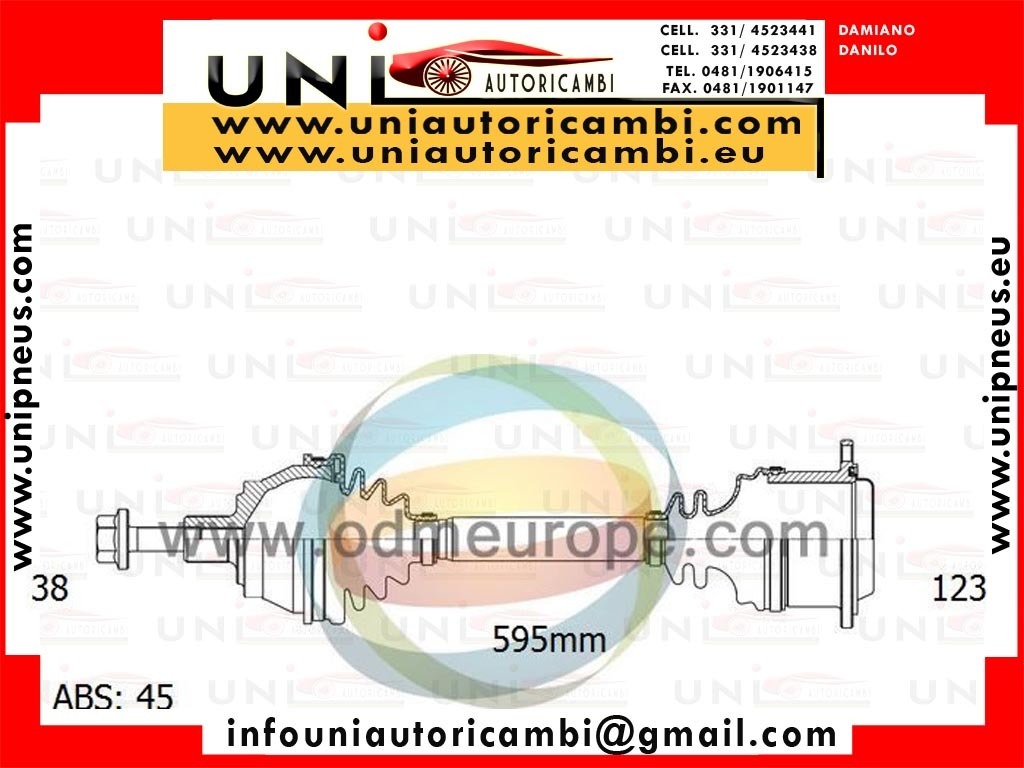 1x Semiasse Anteriore SINISTRO SX per: AUDI A4 8E B6 dal 2001- Berlina e Avant