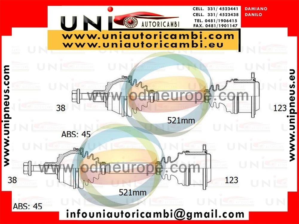 2 Semiassi / Albero Motore Anteriore SINISTRO + DESTRO  CAMBIO AUTOMATICO per AUDI A4 8E dal 2001-2008