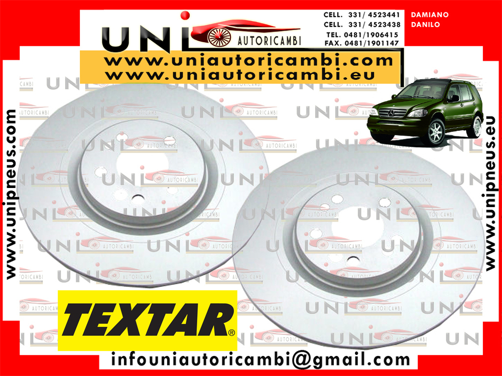 2X Dischi Freno Anteriori Textar PRO Mercedes Classe M ML da 02.1998