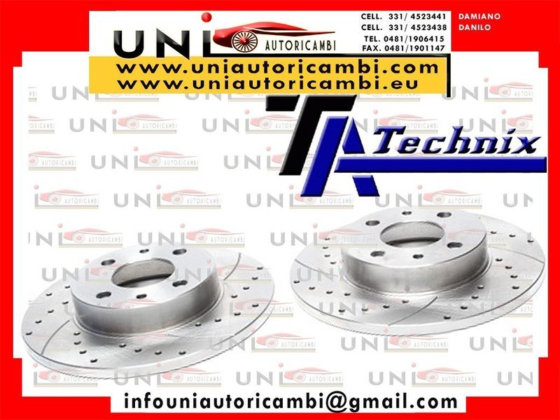 2 Dischi Sportivi Anteriori Ventilati Baffati Alfa Romeo 33 - SportWagon  / 145 / 146 / 155 - Fiat 500 - 500C / Barchetta / Bravo I / Lancia Dedra / Delta II / Musa / Y / Zastava Yugo