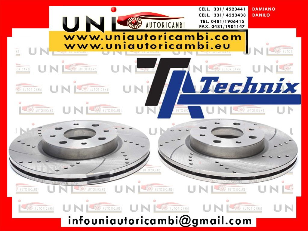 2 Dischi Sportivi Anteriori Ventilati Baffati Alfa Romeo 145 930 / 146 / 155 167 - Fiat Barchetta 183 / Brava 182 / Bravo I / Doblo / Doblo Cargo / Marea 185 / Marea Weekend / Palio / Palio Weekend /