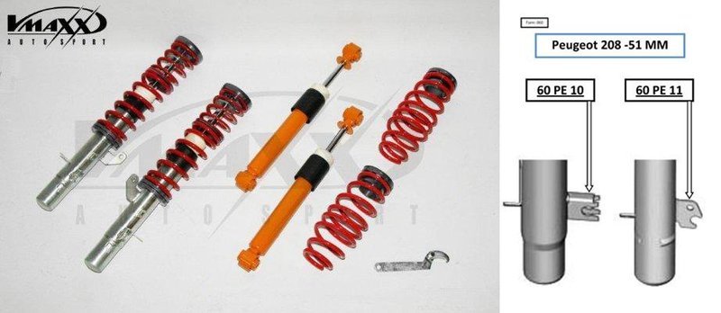 ASSETTO A GHIERA REGOLABILE V-MAXX  Peugeot C 208 51 da 12.2006 51mm ONLY