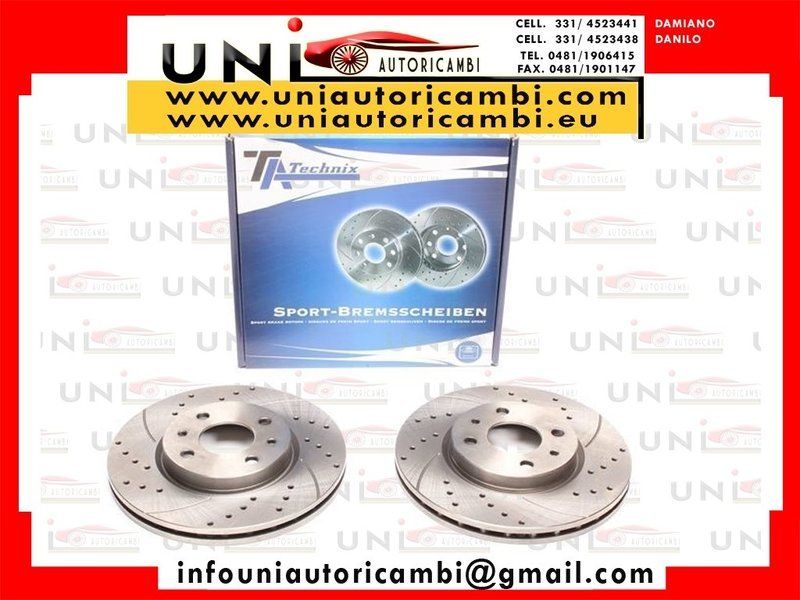 2 Dischi Anteriori Ventilati Forati e Baffati 257x22 per: ALFA MITO (955) CITROEN NEMO FIAT 500 BRAVO DOBLO FIORINO IDEA LINEA PANDA QUBO STILO LANNCIA DEDRA MUSA  YPSILON PEUGEOT BIPPER