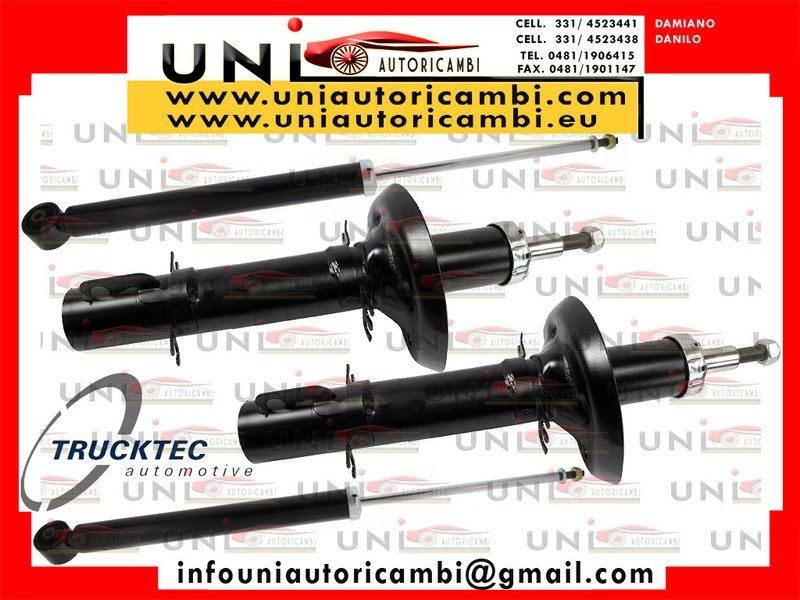 4x Ammortizzatori Normali a Gas (2 Anteriori + 2 Posteriori) Audi A3 8L da 1996 Seat Leon 1M da 1997 / Skoda Octavia 1U da 1996 / VW BORA 1J dal 1998 / VW GOLF 4 IV dal 1997 /