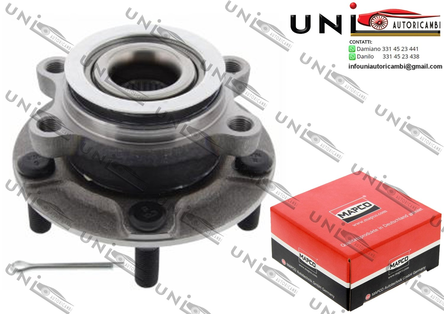 MOZZO RUOTA CON Cuscinetto Assale Anteriore Bilaterale SX o DX / Nissan Juke da 2010 / Nissan Leaf da 2010 / Nissan Qashqai / Qashqai + 2 I da 2007 / Nissan X-Trail da 2007 / Renault Koleos da 2008