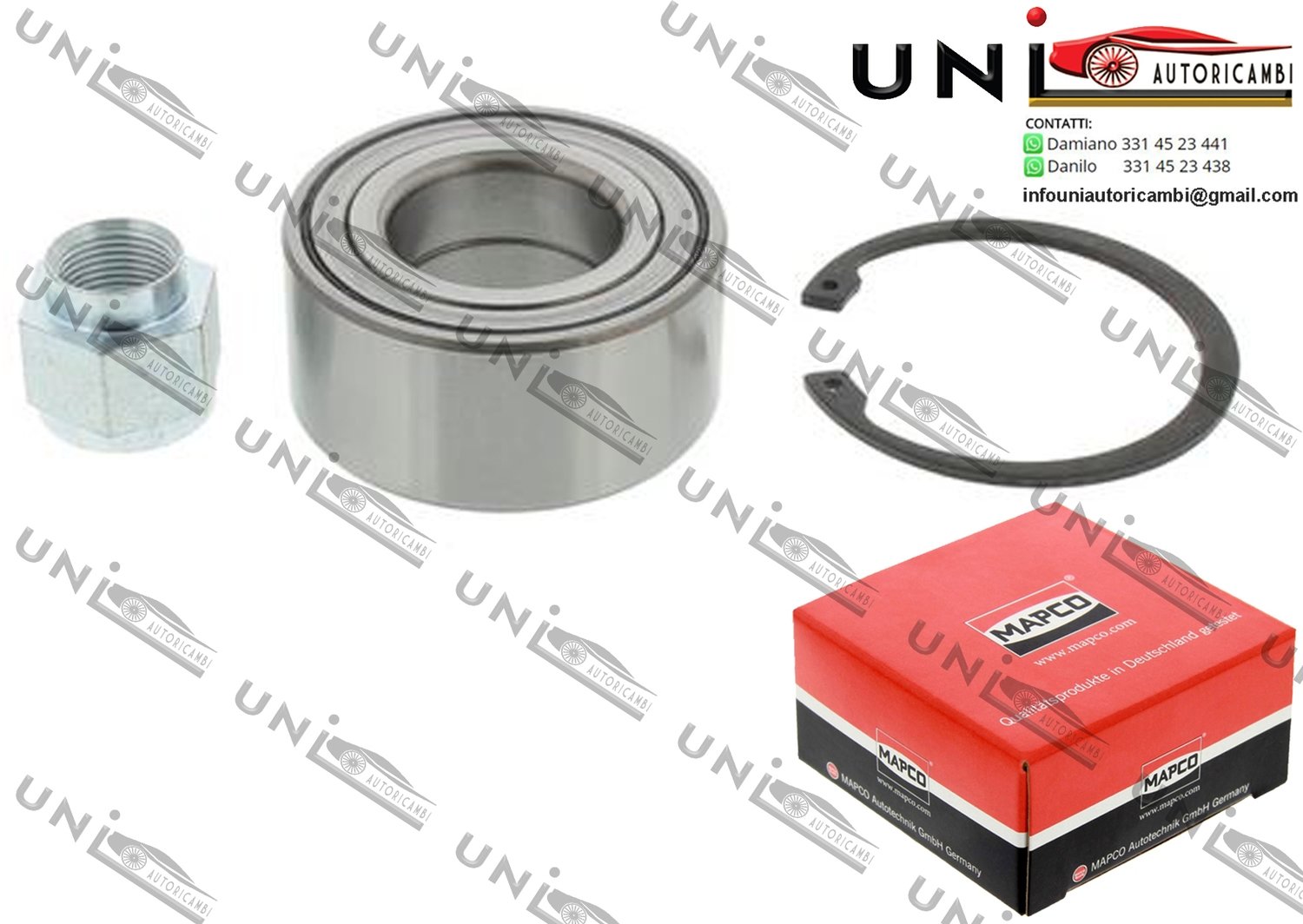 Kit 1 Cuscinetto Ruota Assale Anteriore Bilaterale / Citroén C2 da 2003 / Citroén C3 I da 2002 / Citroén C3 Pluriel da 2003 / Citroén Saxo da 1996 / Citroén Xsara da 1997 / Peugeot 106 II da 1996