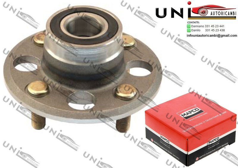 Kit MOZZO RUOTA con Cuscinetto  Assale Posteriore Bilaterale / Acura Integra 2 volumi / Coda spiovente / Coupé / Tre volumi da 1985 / Honda Civic II Shuttle da 1988 / Honda Civic V Tre volumi da 1992