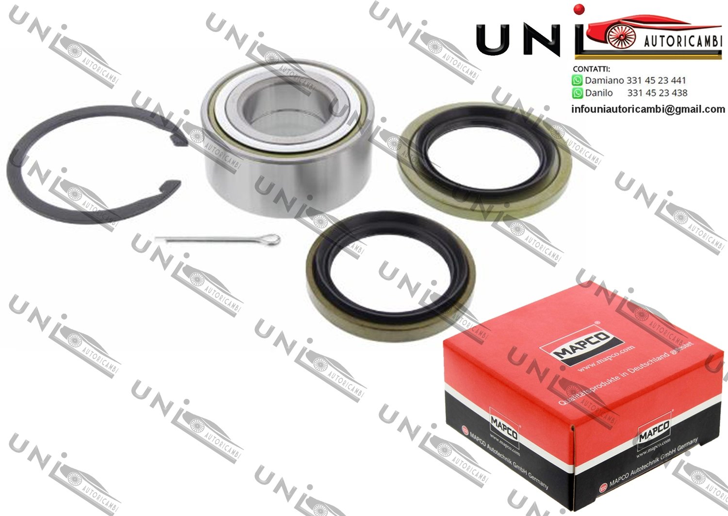 Kit Cuscinetto Ruota Assale Anteriore Bilaterale / Mitsubishi Eclipse I / II da 1989 / Mitsubishi Galant III / IV / IV Tre volumi da 1984 / Mitsubishi Sapporo III da 1987