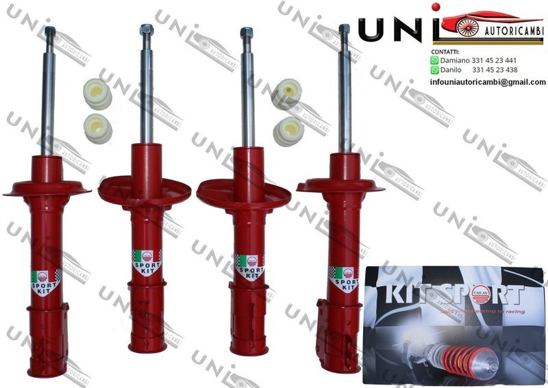 4X Ammortizzatori Sportivi Tarati e Accorciati a Taratura Fissa (COLORE ROSSO) Lancia Delta I 2.0 16V HF Evo Integrale