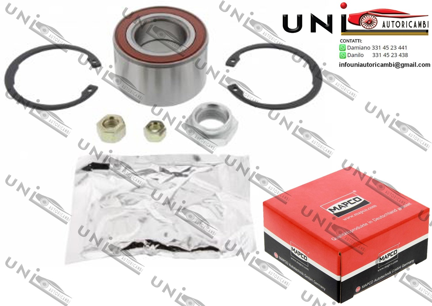 Kit Cuscinetto Ruota Assale Anteriore Bilaterale / VW Caddy I da 1982 / VW Golf I / Cabriolet da 1974 / VW Golf II da 1983 / VW Jetta I da 1978 / VW Jetta II da 1984 / VW Scirocco da 1974