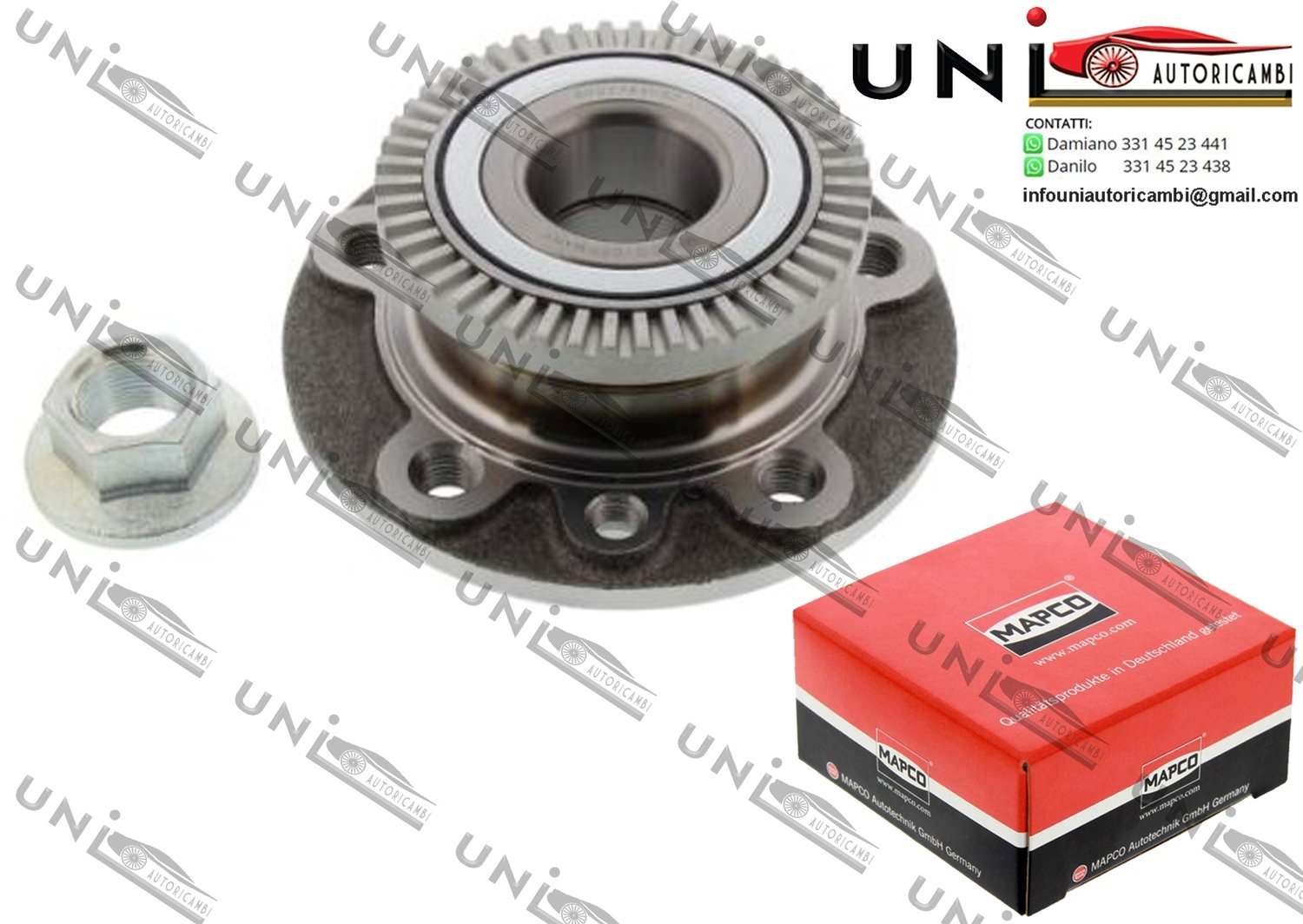 Kit 1 Mozzo Ruota Anteriore con Cuscinetto Bilaterale / Opel Omega A / Station wagon da 1986 / Opel Omega B / Station wagon da 1994 / Opel Senator B da 1987 / Vauxhall Senator / Mk II da 1984