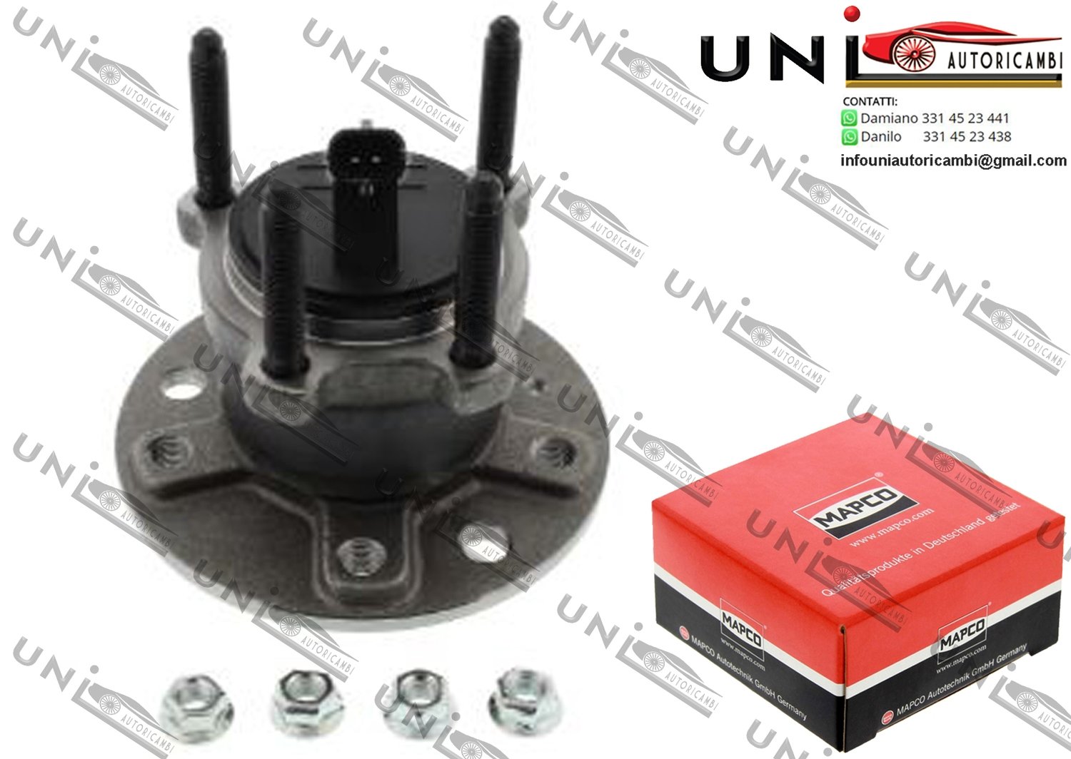 Mozzo Ruota con Cuscinetto Ruota Assale Posteriore Bilaterale / Fiat Croma da 2005 / Opel Signum da 2003 / Opel Vectra C / GTS / Station wagon da 2002 / Saab 9-3 / Cabriolet / Station wagon da 2002