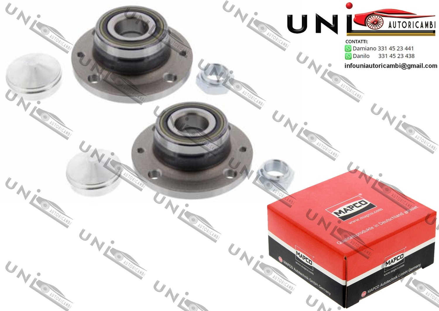 2 Mozzi Ruota Assale Posteriore con Cuscinetto Bilaterali  / Alfa Romeo 145 / 146 / 155 da 1992 / Fiat Barchetta da 1995 / Fiat Brava da 1995 / Fiat Bravo I da 1995