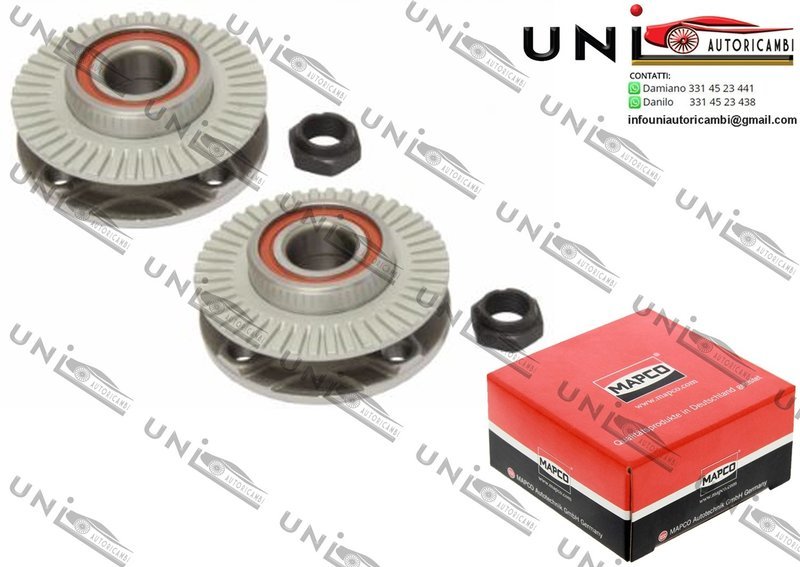 Kit 2 Mozzi Ruota con Cuscinetto Assale Posteriore Sinistro + Destro / Alfa Romeo 145 da 1994 / Fiat Coupe da 1993 / Fiat Tipo da 1988 / Lancia Dedra da 1989 / Lancia Delta II da 1993