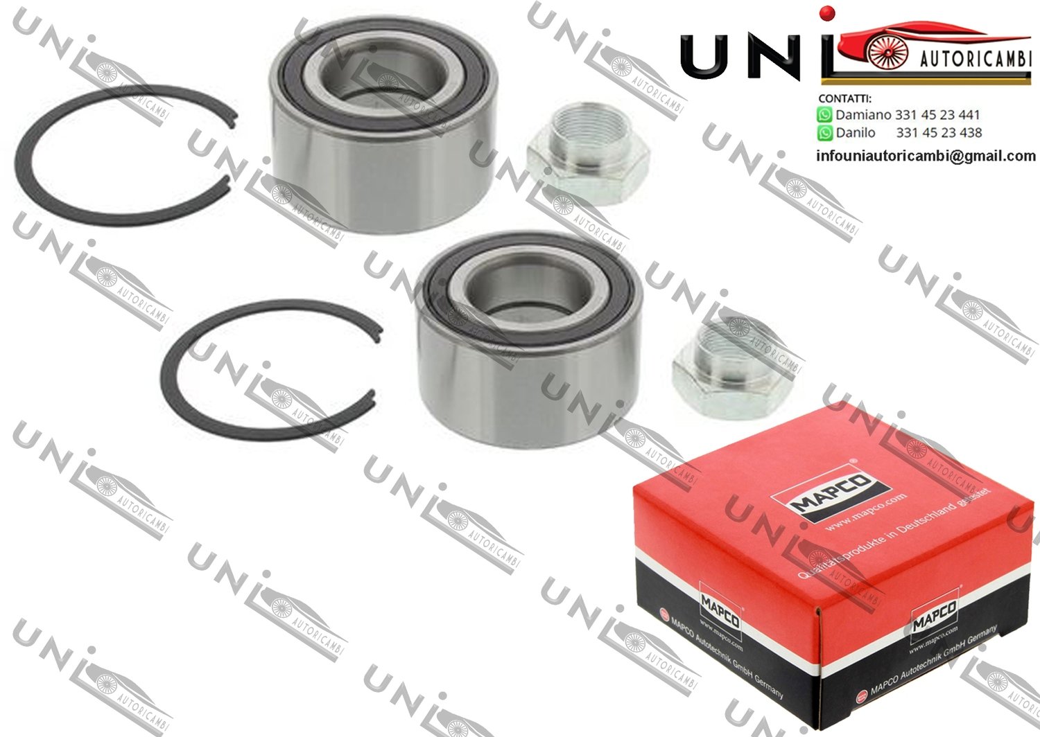 Kit Cuscinetto Ruota Assale Anteriore Bilaterale / Abarth 500 / 595 da 2008 / Abarth Grande Punto da 2007 / Alfa Romeo 145 / 146 da 1994 / Alfa Romeo GTV da 1995 / Alfa Romeo Mito da 2008