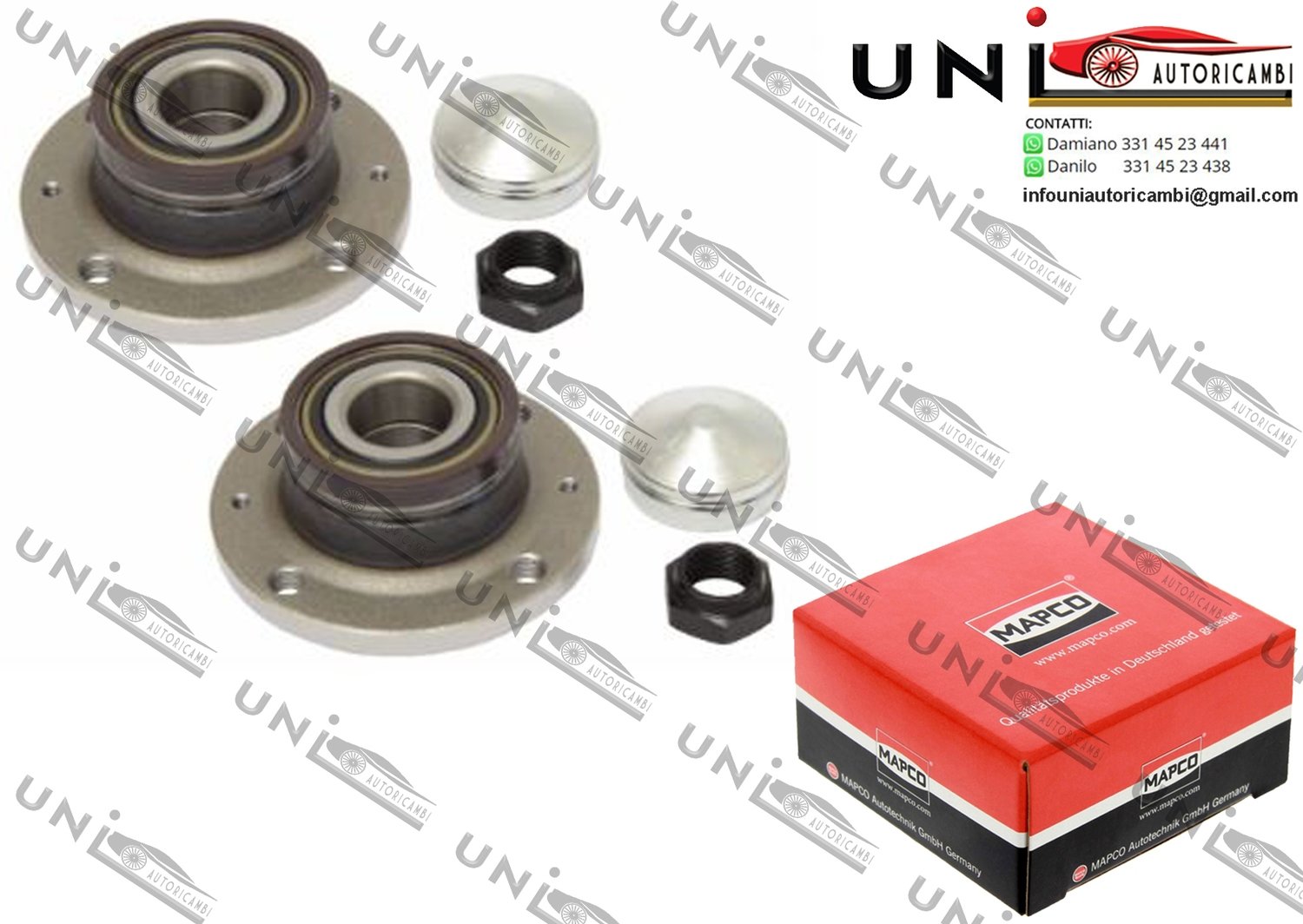 Kit 2 Mozzi Ruota con Cuscinetto Assale Posteriore Bilaterale / Abarth Grande Punto / Punto da 2007 / Fiat Grande Punto da 2005 / Fiat Punto / Evo / Van da 2006