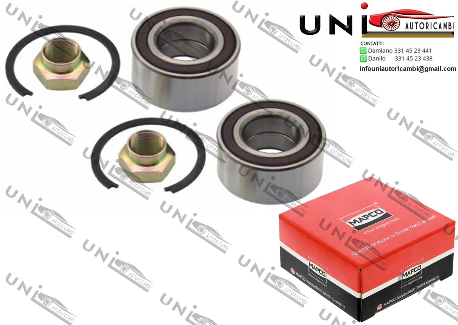 Kit Cuscinetto Ruota Assale Anteriore / Posteriore Bilaterale / Alfa Romeo 156 / Sportwagon da 2004 / Fiat Bravo II da 2007 / Fiat Stilo / Multi Wagon da 2001 / Lancia Delta III da 2008