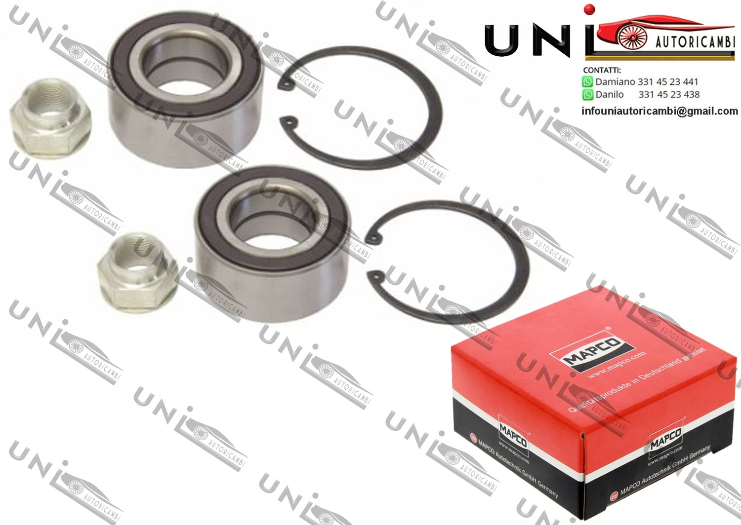 Kit 2 Cuscinetti Ruota Assale Anteriore Bilaterale / Alfa Romeo 145 / 146 da 1999 / Alfa Romeo GTV / Spider da 1994 / Fiat Bravo I da 1995 / Fiat Marea / Weekend da 1996 / Lancia Lybra / SW da 1999