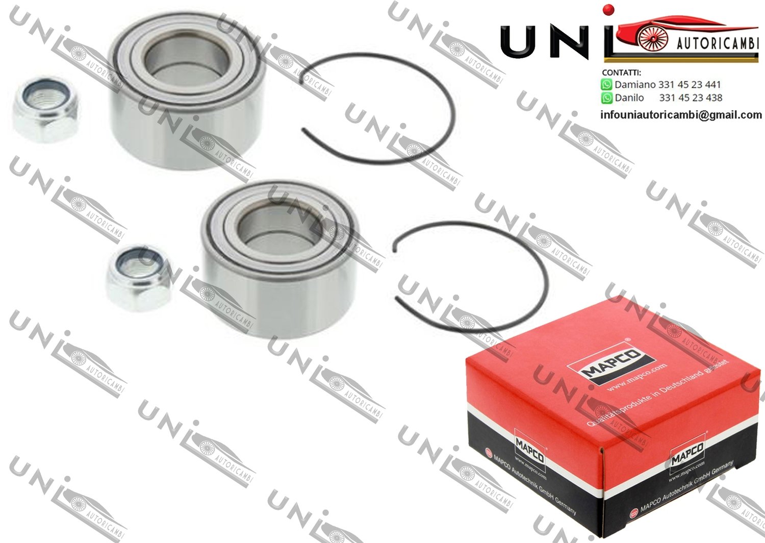 Kit 2 Cuscinetti Ruota Assale Anteriore Bilaterale / Dacia Logan da 2004 / Dacia Logan Express da 2009 / Dacia Logan MCV / Pick-up da 2007 / Dacia Sandero da 2008 / Nissan Kubistar / Furgonato da 2003