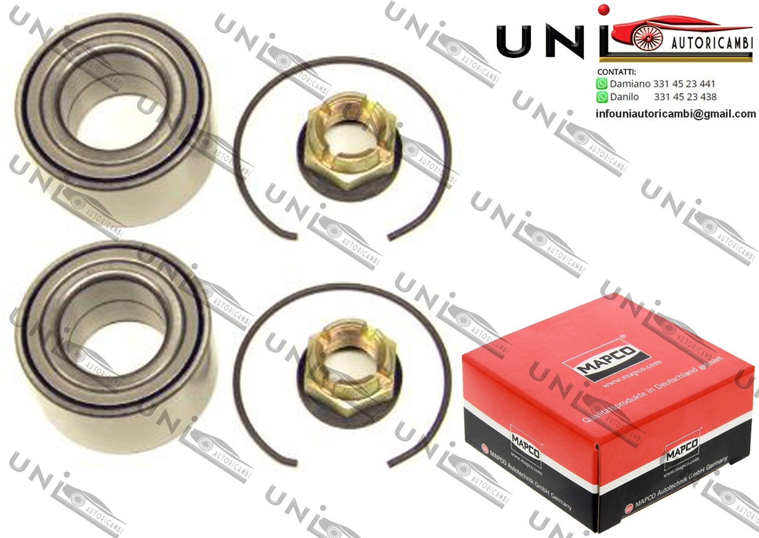 Kit Cuscinetto Ruota Assale Anteriore Bilaterale / Dacia Solenza da 2003 / Renault 11 / Furgonato da 1983 / Renault 5 Furgonato da 1972 / Renault 9 da 1981 / Renault Thalia I da 1998