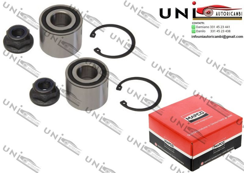 Kit 2 Cuscinetti Ruota Assale Posteriore Bilaterale / Nissan Kubistar / Furgonato da 2003 / Renault Clio IV / Grandtour da 2012 / Renault Kangoo / Rapid da 1997 / Renault Laguna I da 1993