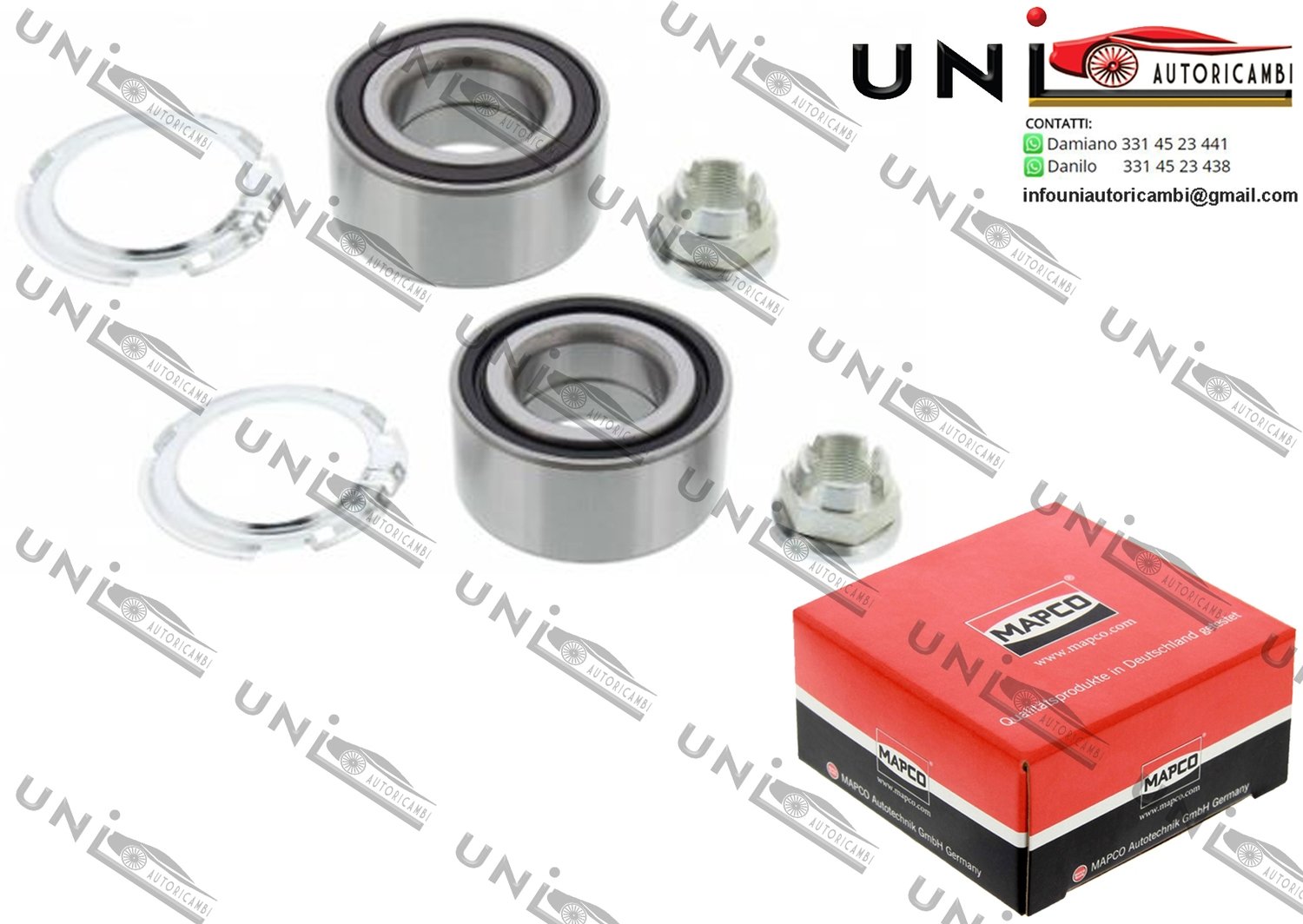 Kit 2 Cuscinetti Ruota Assale Anteriore / Nissan Primastar Autobus  Furgonato da 2001 / Opel Vivaro Combi / Furgonato da 2001 / Renault Traffic II Autobus / Furgonato / Pianale piatto / Telaio da 2001