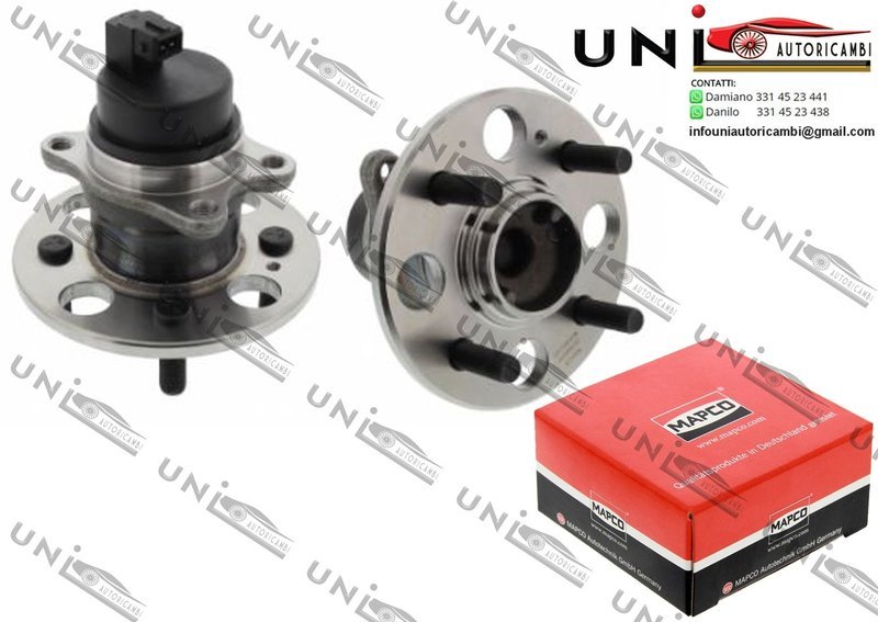 Kit 2 Mozzi Ruota con Cuscinetto Assale Posteriore Bilaterale / Hyundai Accent III / III Tre volumi / IV Tre volumi da 2005 / Hyundai Getz da 2002 / Hyundai i10 / i20 da 2007 / Kia Picanto da 2004