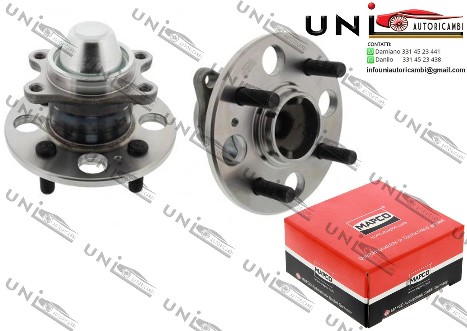 2 ​MOZZI Ruota con Cuscinetto ​Assale Posteriore Bilaterale  / Hyundai Accent III / III Tre volumi da 2005 / Hyundai Getz da 2002 / Kia Picanto da 2004 / Kia Rio II / II Tre volumi da 2005