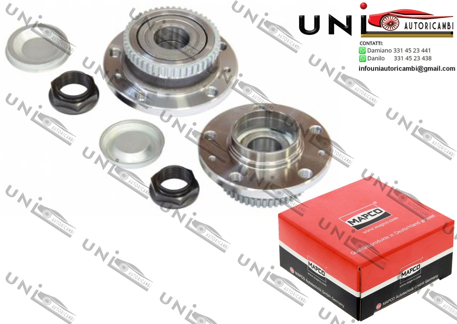 Kit 2 MOZZi RUOTA con Cuscinetto Assale Posteriore Bilaterale Sinistro SX o Destro DX / Peugeot 607 da 2000