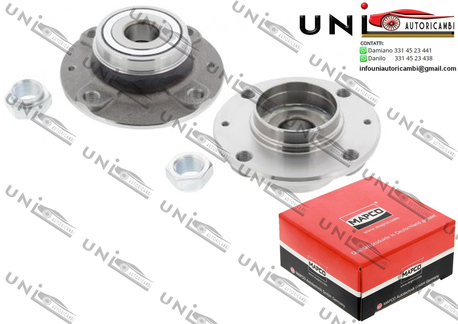 Kit 2 Mozzi Ruota con Cuscinetto Assale Posteriore Bilaterale Mapco Germany che si può installare su: / Citroën Saxo da 1996 / Citroën Xsara / Coupé da 1998 / Peugeot 106 I / II da 1994