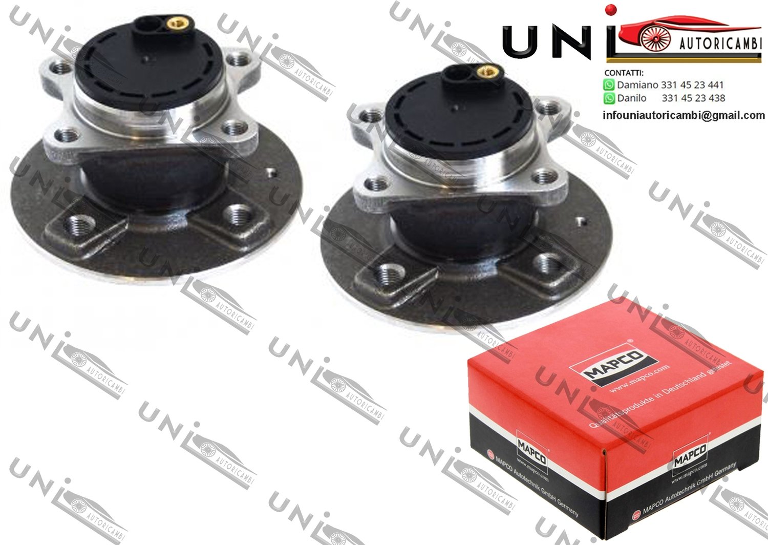 Kit 2 MOZZI Ruota con Cuscinetto Assale Posteriore Bilaterale / Citroën C1 da 2005 / Peugeot 107 da 2005 / Toyota Aygo da 2005