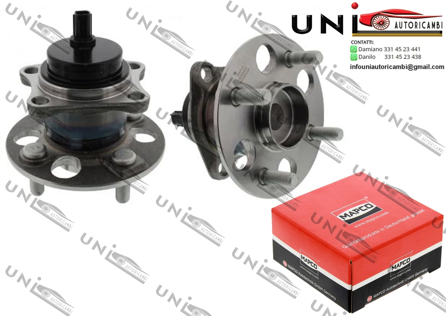 KIT 2 Mozzi Ruota con Cuscinetto Assale Posteriore Bilaterale Sinistro SX o Destro DX  / Toyota Vios/Yaris Tre volumi da 2007 / Toyota Yaris da 2005