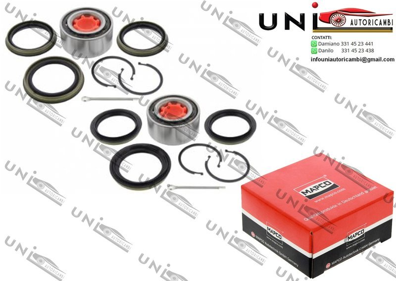 Kit 2 Cuscinetti Ruota Assale Anteriore Bilaterale / Nissan 100 NX da 1990 / Nissan Almera I / Hatchback da 1995 / Nissan Sunny III / Furgonato / Hatchback / Liftback / Traveller da 1990