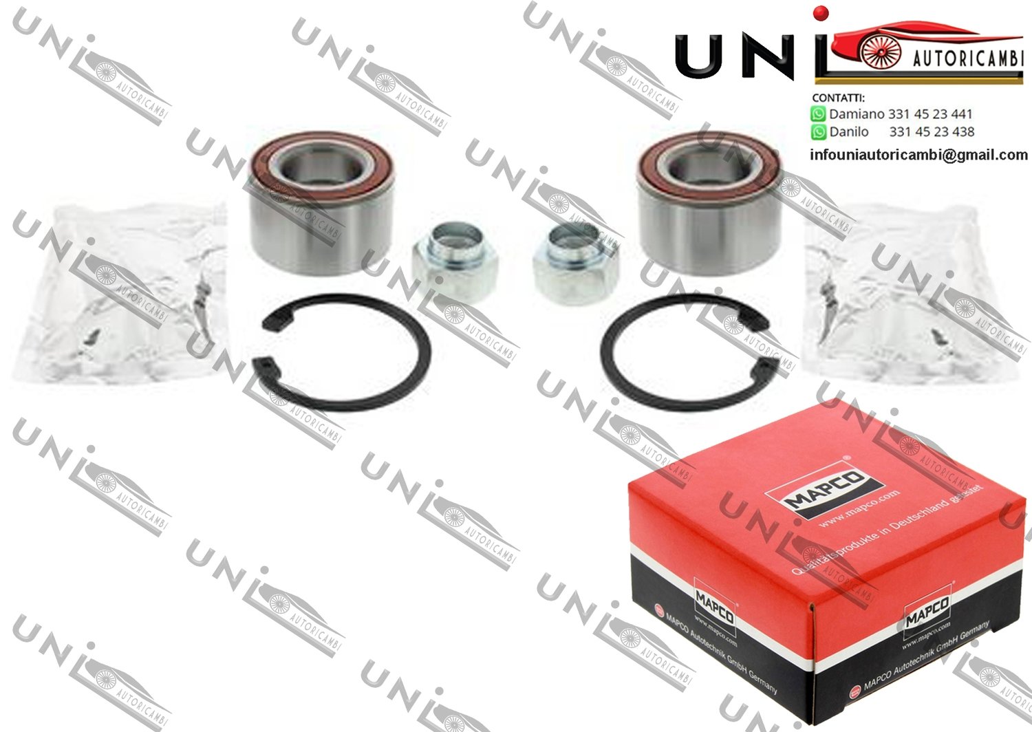 Kit 2 Cuscinetti Ruota Assale Anteriore Bilaterale / Chevrolet Aveo 2 volumi / Coda spiovente / Tre volumi da 2005 / Chevrolet Kalos / Tre volumi da 2005 / Daewoo Kalos / Tre volumi da 2002