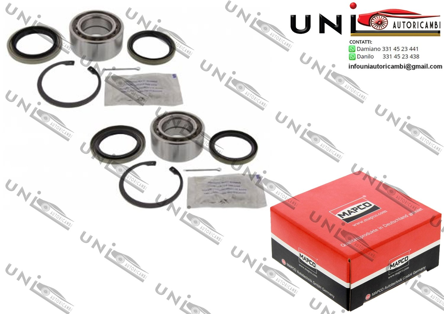 Kit 2 Cuscinetti Ruota Assale Anteriore / Mitsubishi Carisma / Tre volumi da 1995 / Mitsubishi Colt IV / V da 1992 / Mitsubishi Pajero Pinin da 1999 / Proton Satria da 2000