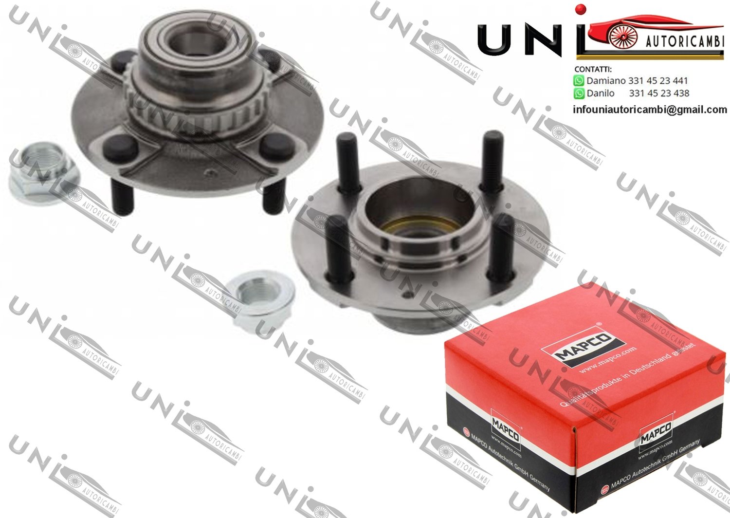 2 Mozzi Ruota Posteriori con Cuscinetto Bilaterale Sinistro + Destro / Hyundai Accent I / Tre volumi da 1994