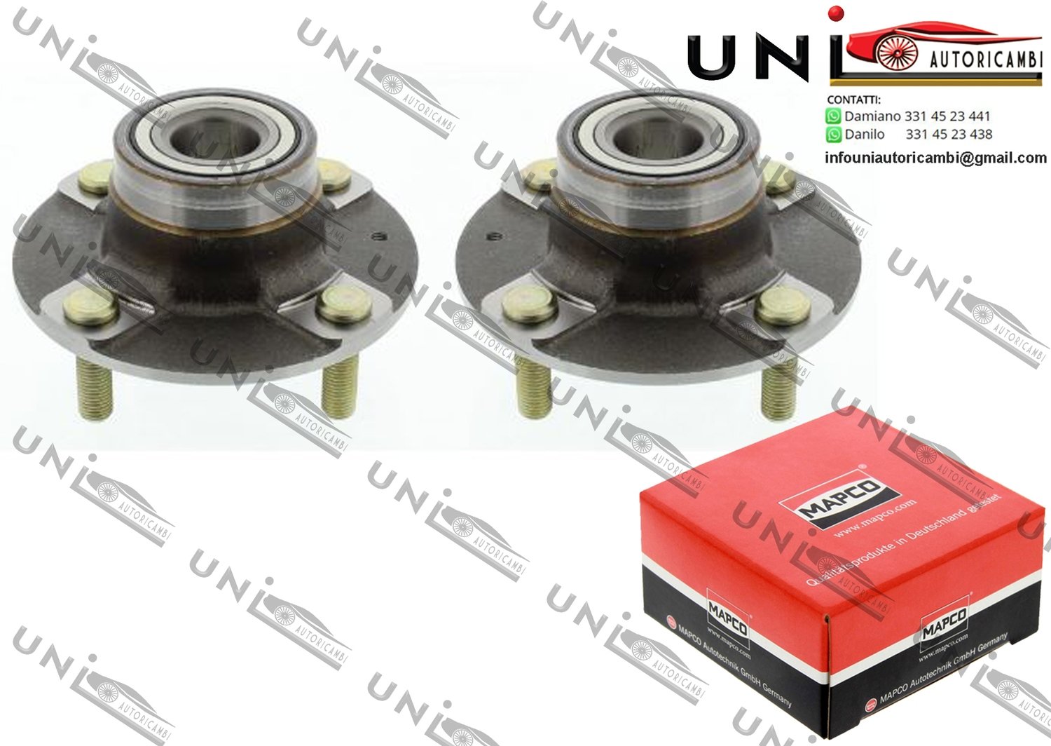 2 Mozzi Ruota con Cuscinetto Posteriore Bilaterale Sinistro + Destro / Hyundai Accent I / Tre volumi da 1994 / Hyundai Coupe da 1996 / Hyundai Lantra I / II / II Wagon da 1990