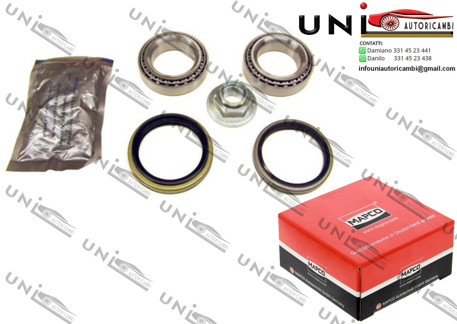 Kit Cuscinetto Ruota Assale Anteriore Bilaterale Kia Avella / 2 volumi / Coda spiovente da 1995 / Kia Pride / Station wagon da 1990 / Mazda 121 II / III da 1990 / Mazda Demio da 1998