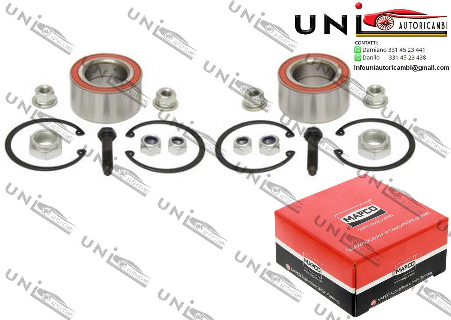 Kit 2 Cuscinetti Ruota Anteriori / Posteriore Bilaterale / Seat Cordoba / Vario da 1993 / Seat Ibiza I / II / III da 1993 / Seat Inca da 1995 / Seat Toledo I da 1991 / VW Corrado da 1988