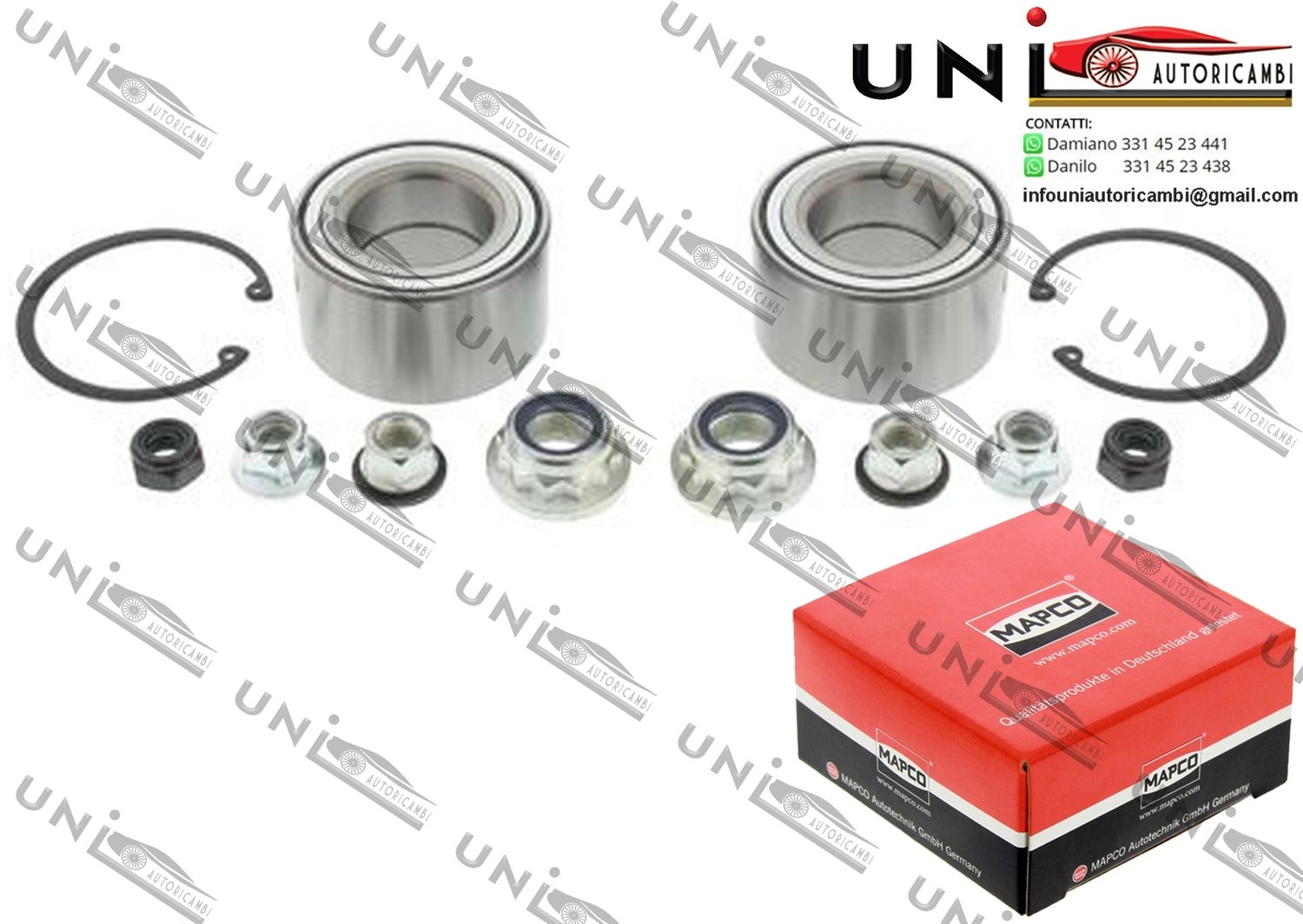 Kit Cuscinetto Ruota Assale Anteriore / Posteriore Bilaterale / Audi A3 da 1996 / Audi TT / Roadster da 1998 / Seat Leon da 1999 / Seat Toledo II da 1998 / VW New Beetle / Cabriolet da 1998